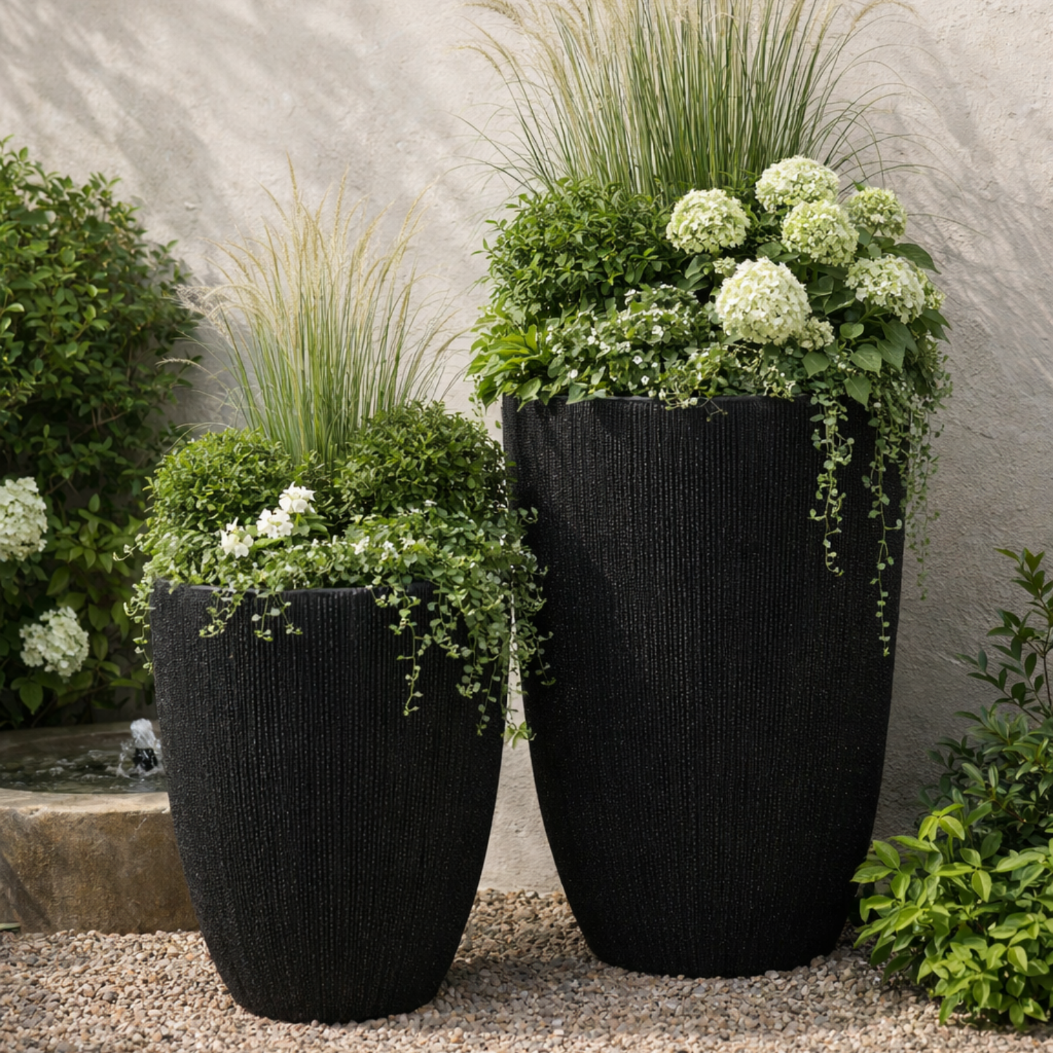 Dufferin Tall Planters - Textured Black