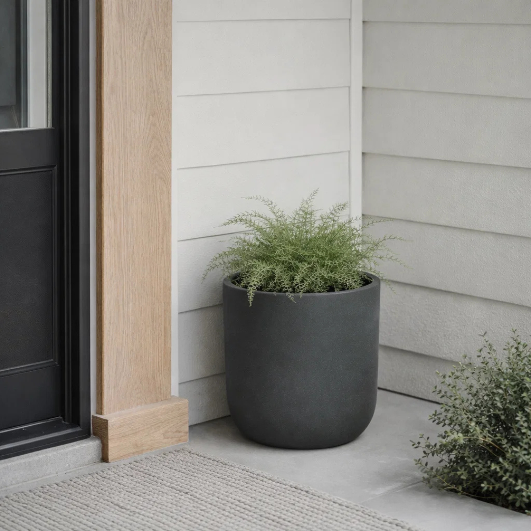 Harvest Cylinder Planter w/ Tray - Chalk Black