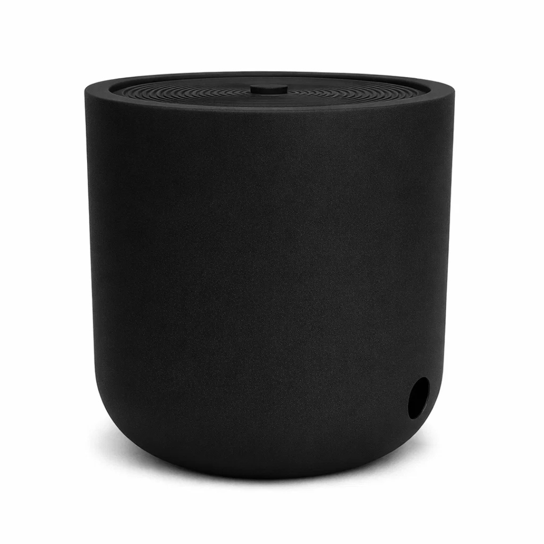 Harvest Garden Hose Storage Pot w/ Tray & Lid - Chalk Black