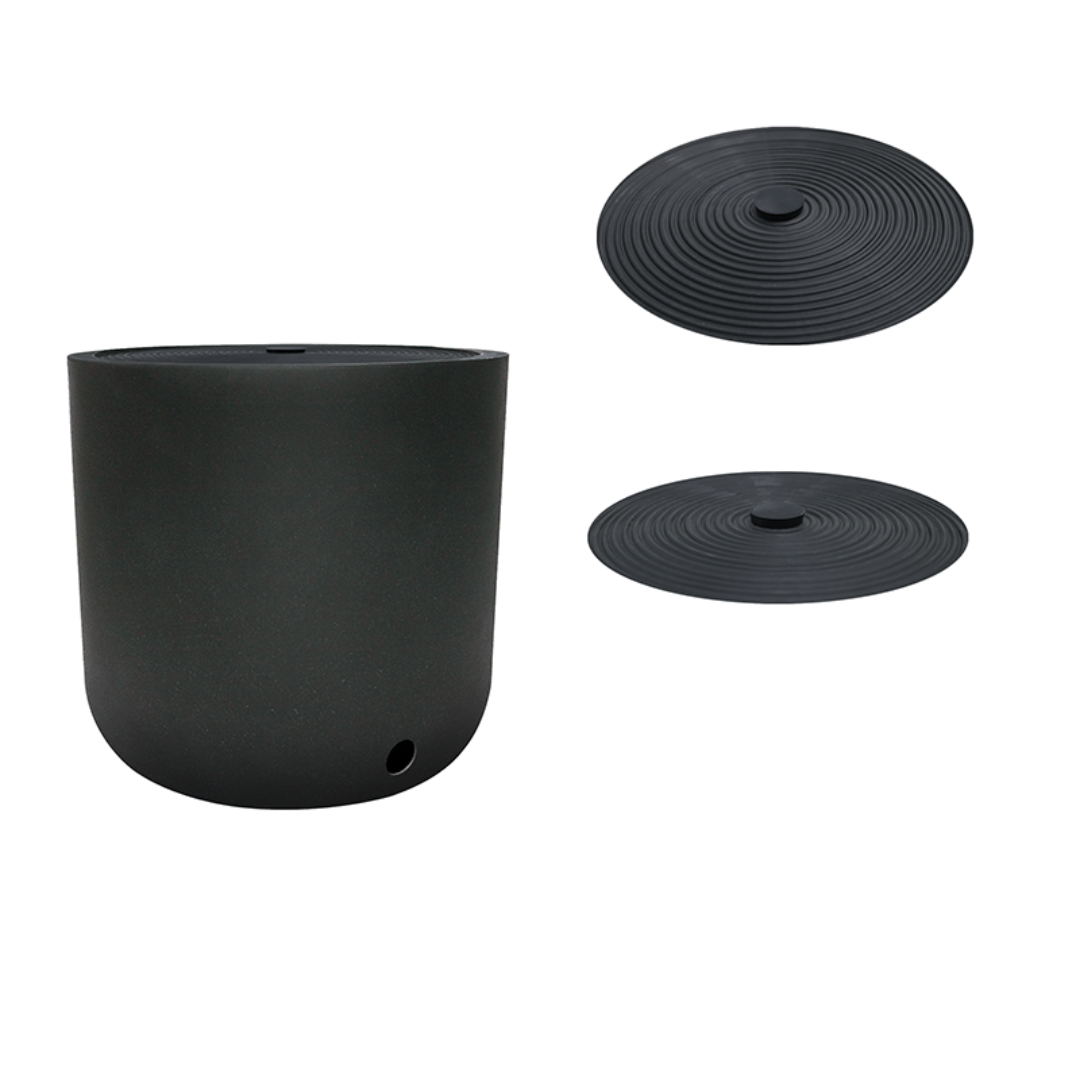 Harvest Garden Hose Storage Pot w/ Tray & Lid - Chalk Black