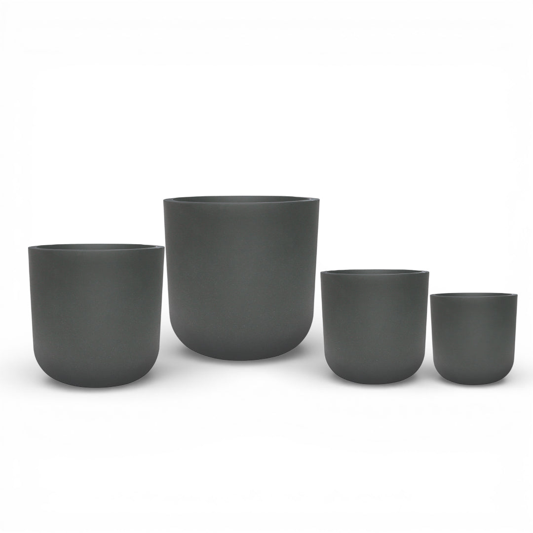 Harvest Cylinder Planter w/ Tray - Chalk Black