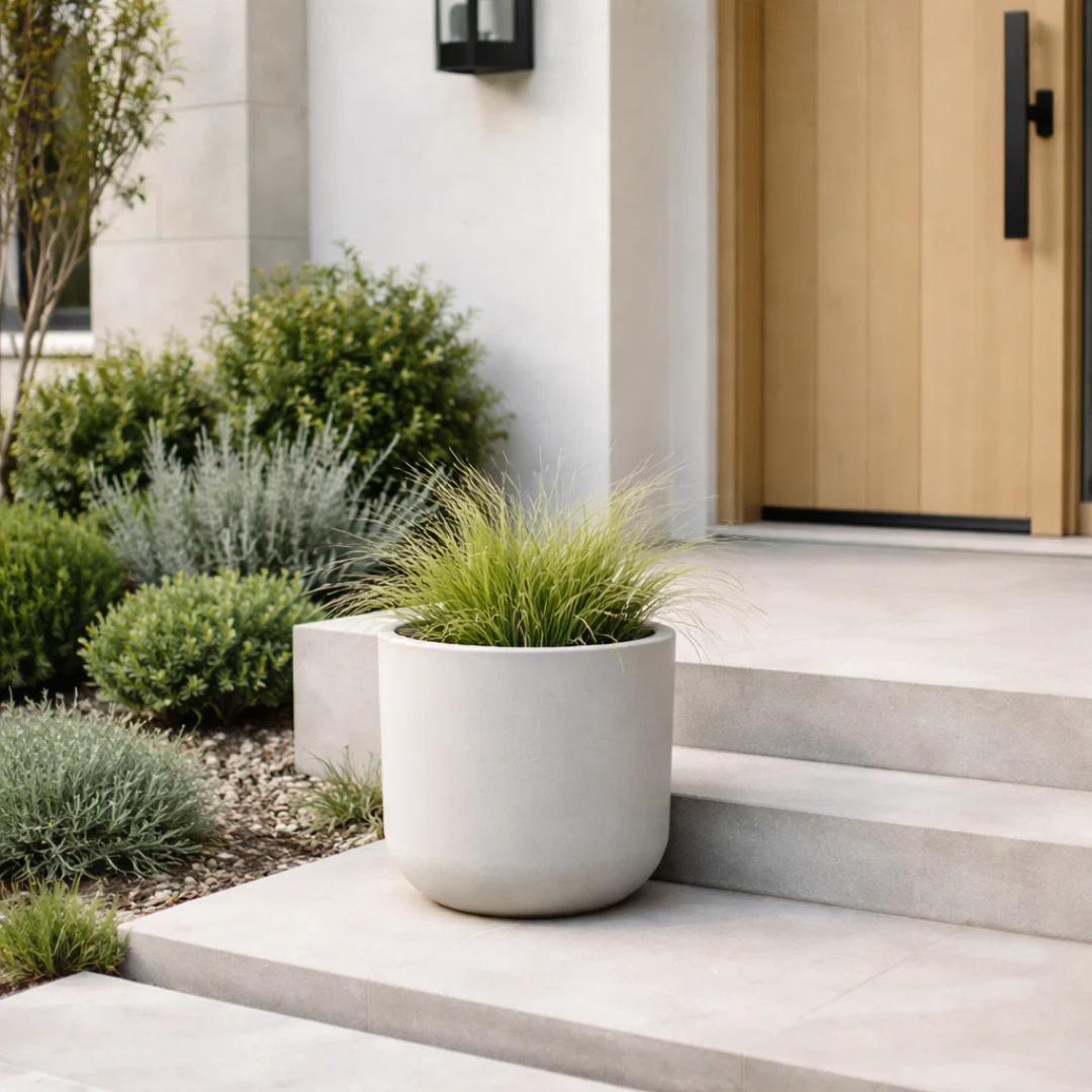 Harvest Cylinder Planter w/ Tray - Chalk Beige