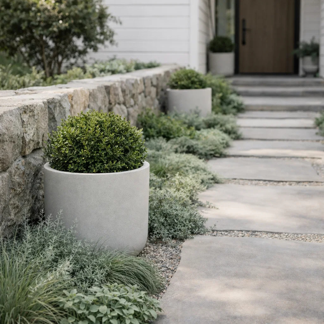 Harvest Cylinder Planter w/ Tray - Chalk Beige