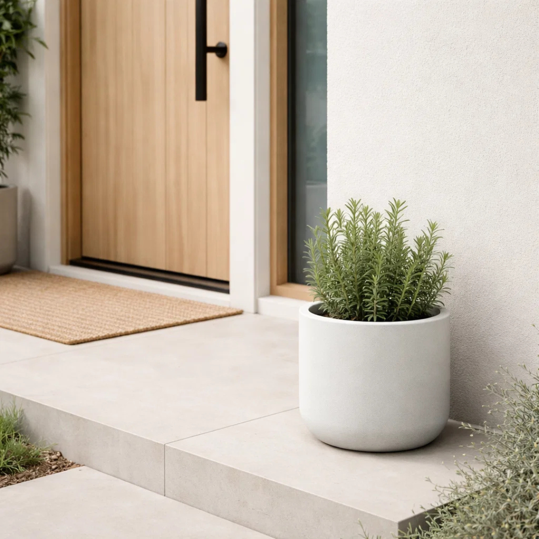 Harvest Cylinder Planter w/ Tray - Chalk Beige