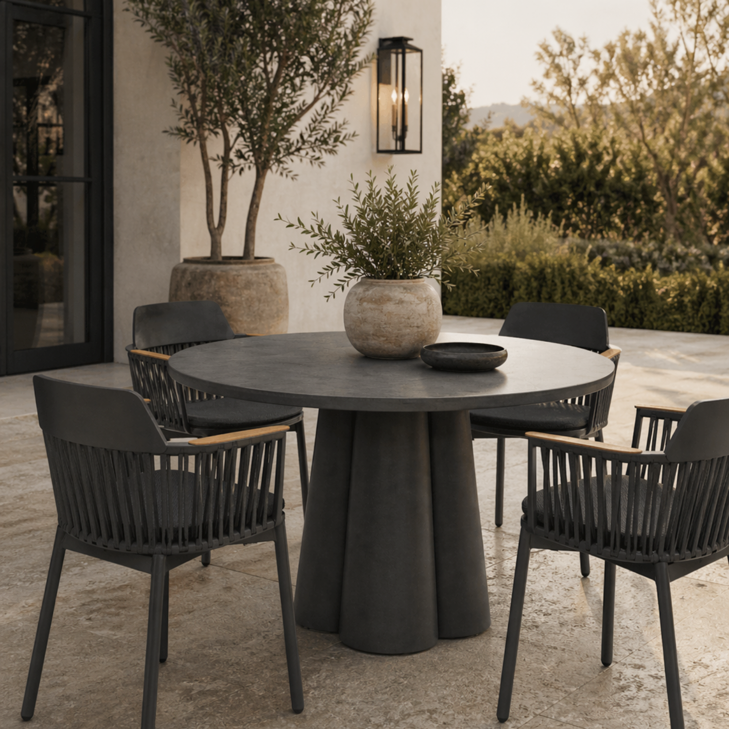 Grove Ceramic 47" Round Dining Table - Charcoal
