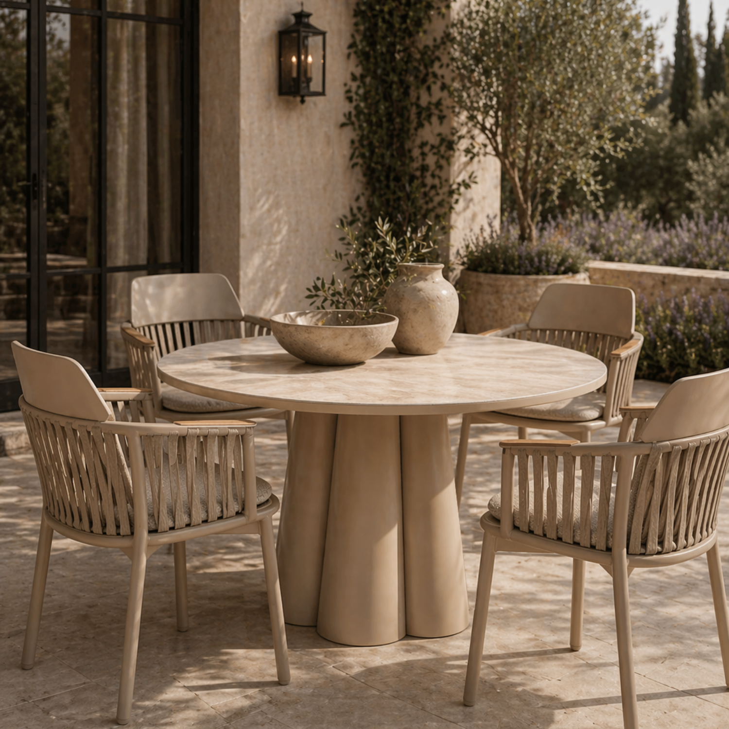 Grove Ceramic 47" Round Dining Table - Stone Taupe