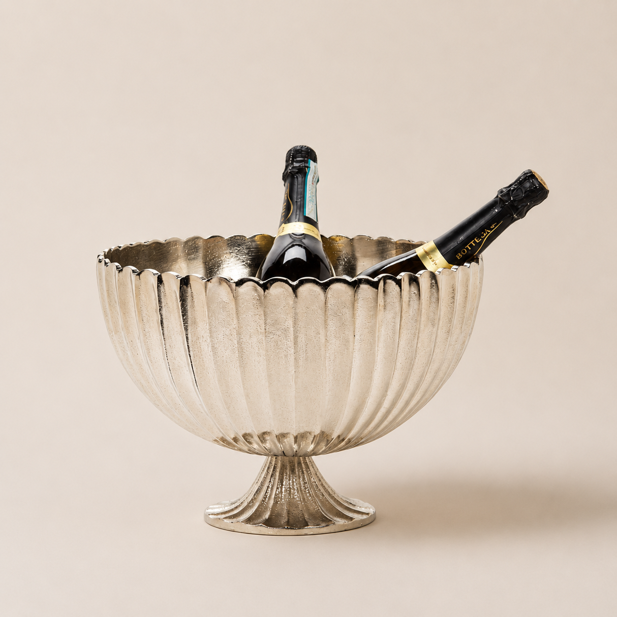 Nickelplated Fluted Scalloped Bowl