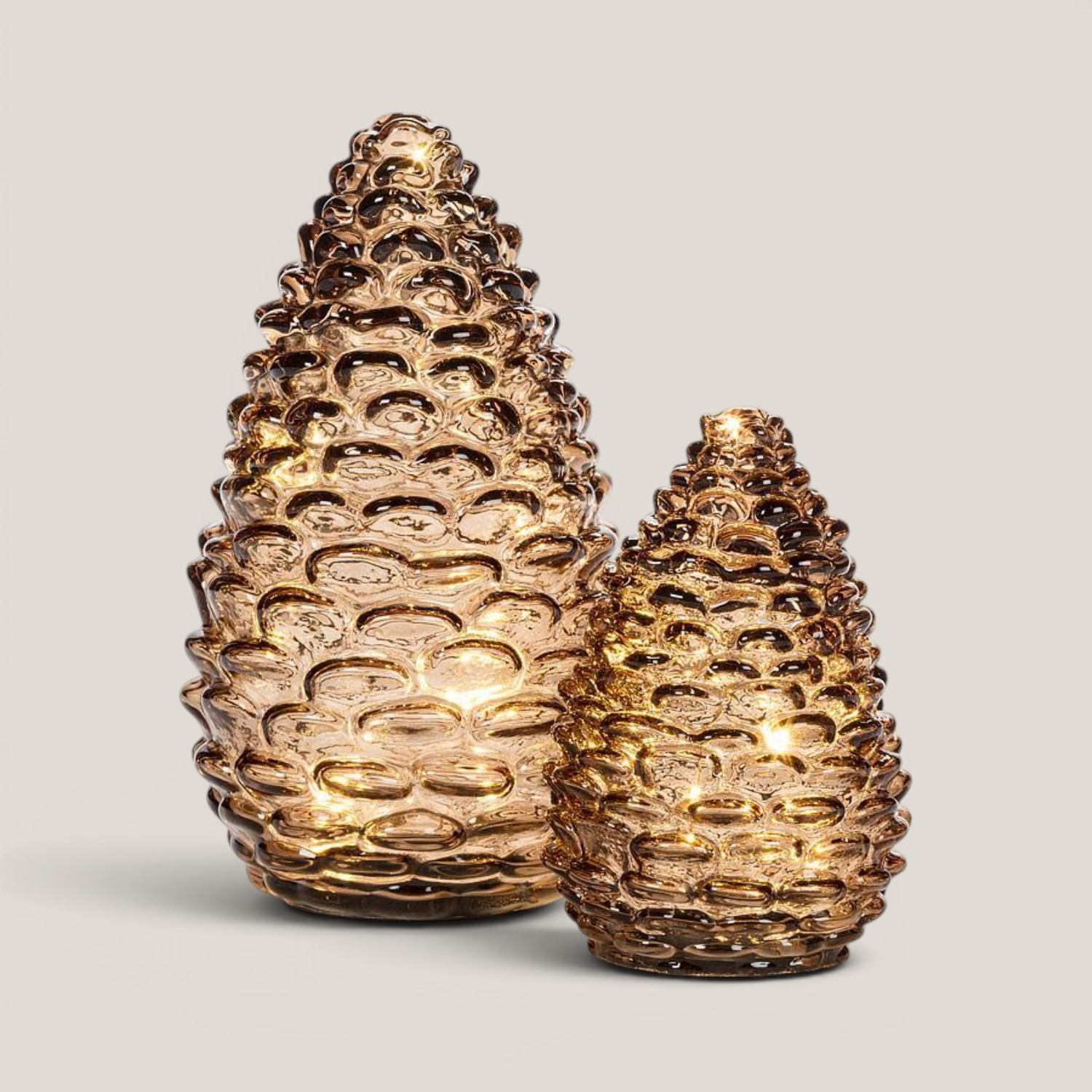 Pinecone Amber Glow Glass LED Light