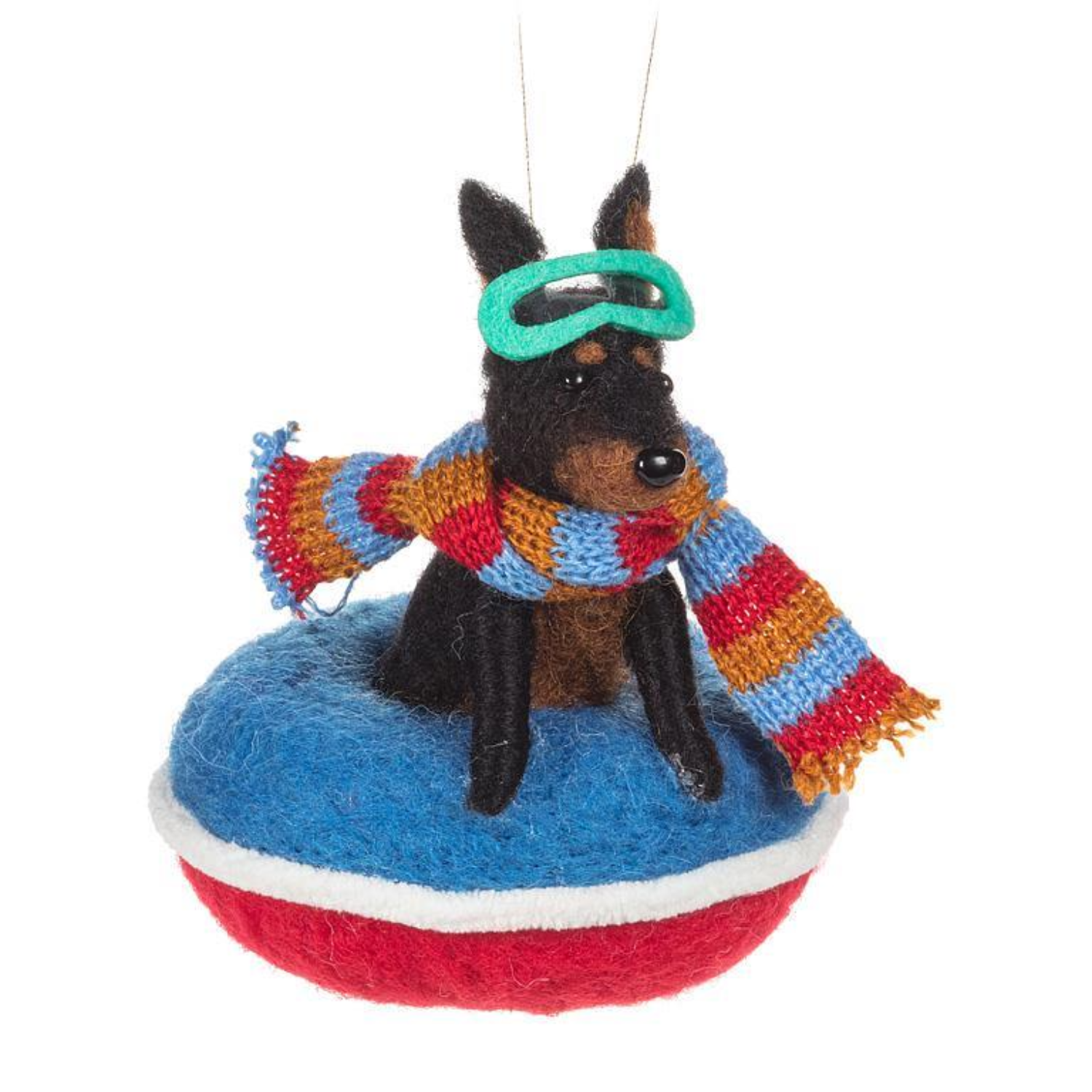Silly Snowtubing Pup Ornament