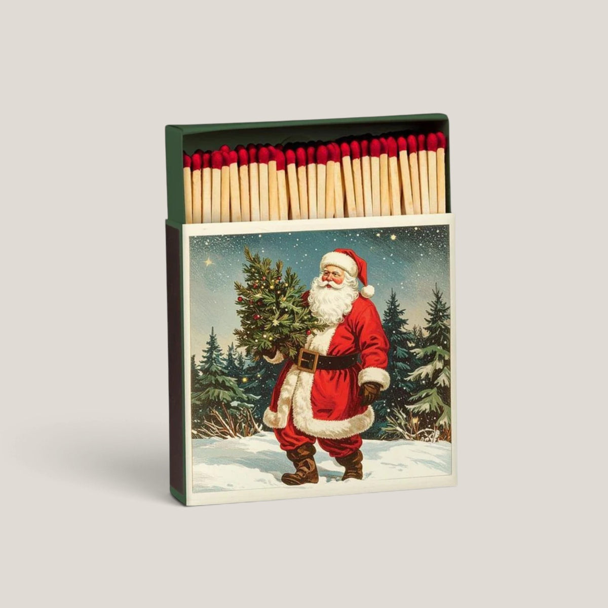 Evergreen Santa Fireplace Matchbox