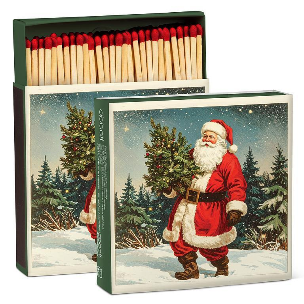 Evergreen Santa Fireplace Matchbox
