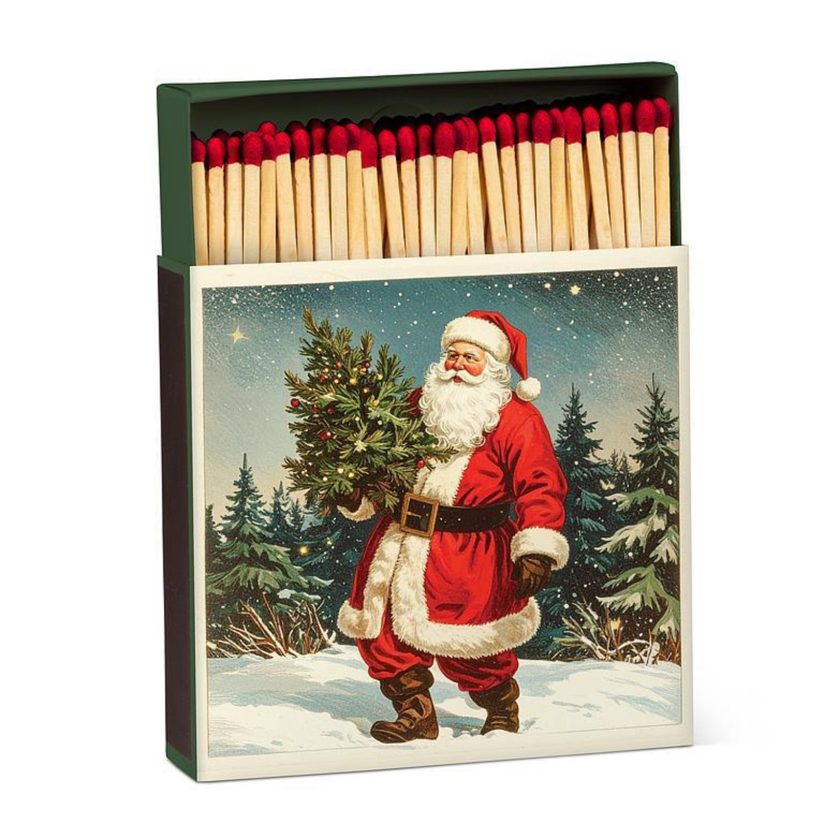 Evergreen Santa Fireplace Matchbox