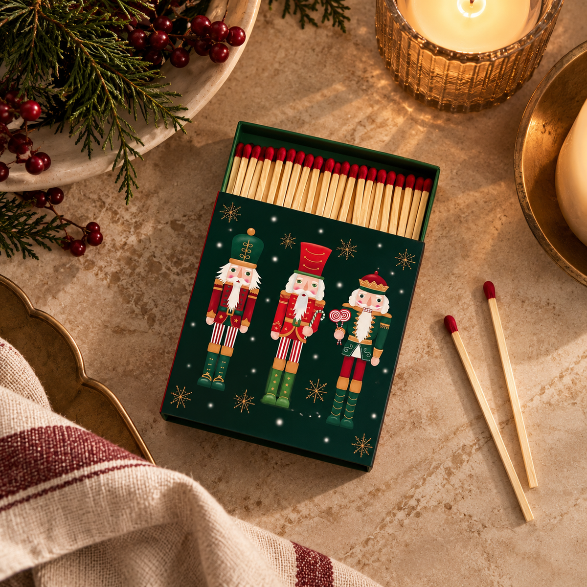 Nutcracker Winter Guards Fireplace Matchbox