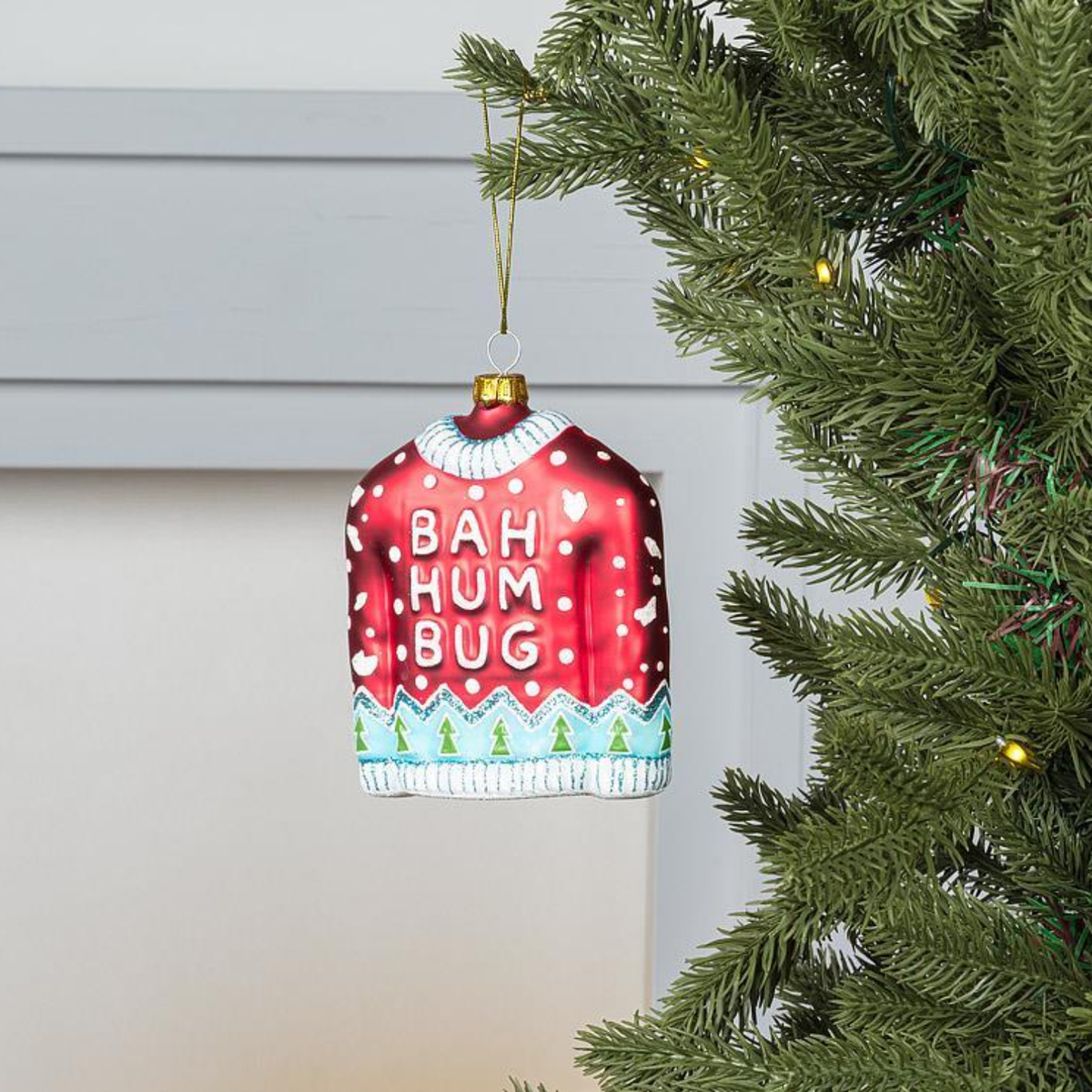 Bah Hum Bug Vibes Glass Ornament