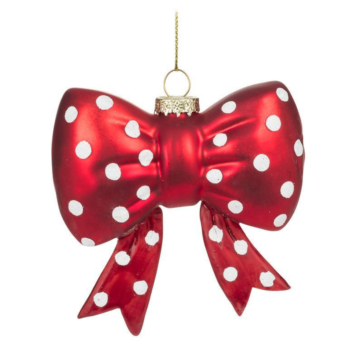 Christmas Cheery Bow Glass Ornament