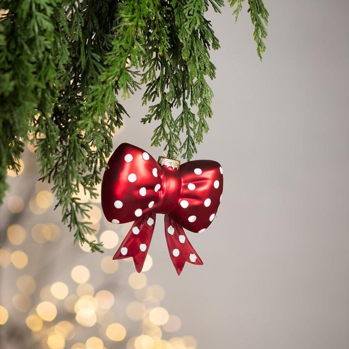 Christmas Cheery Bow Glass Ornament