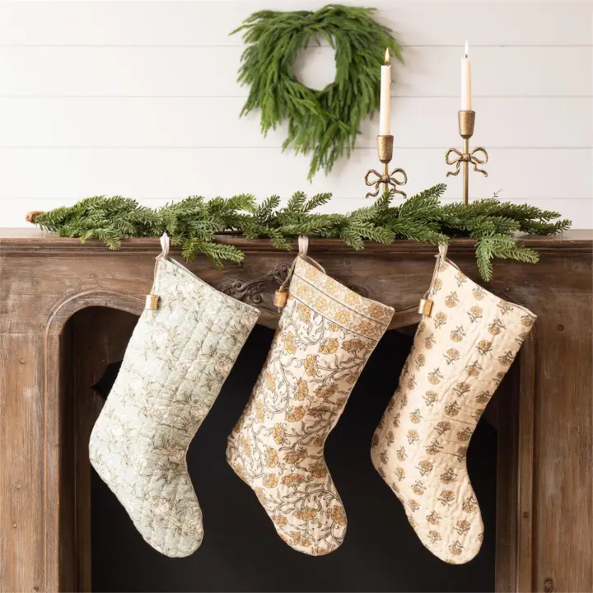 Quilted Winter Garden Stockings Set of 3