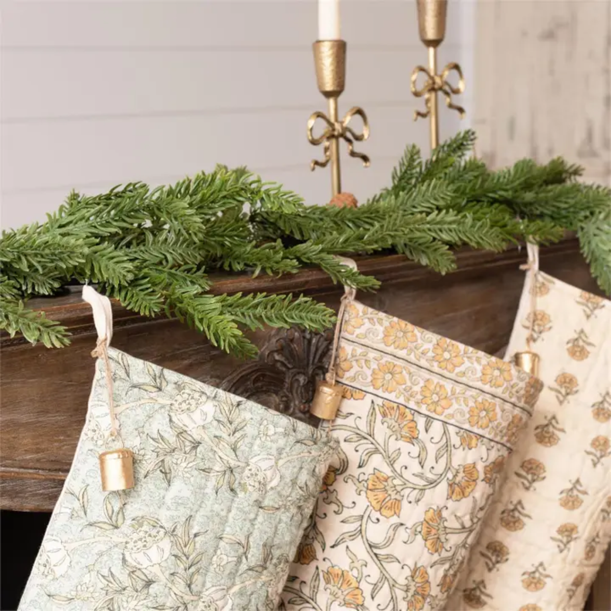 Quilted Winter Garden Stockings Set of 3