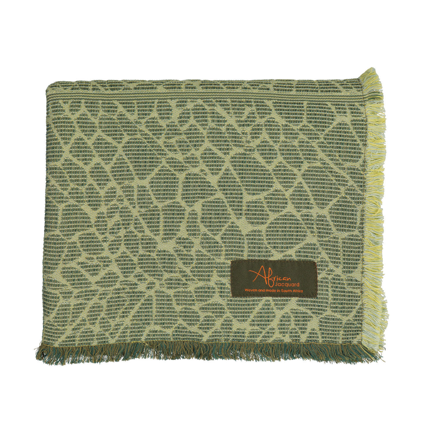 Giraffe Moss Green Cotton Throw Blanket
