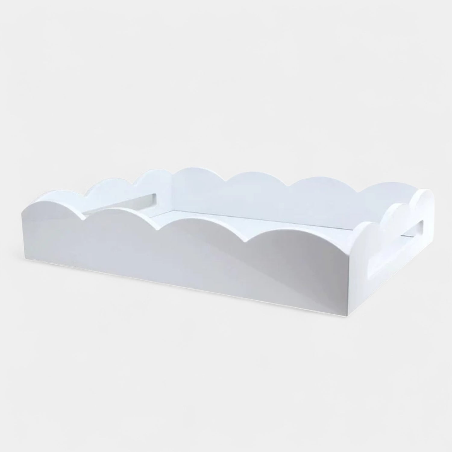 Lacquer White Rectangle Scalloped Tray