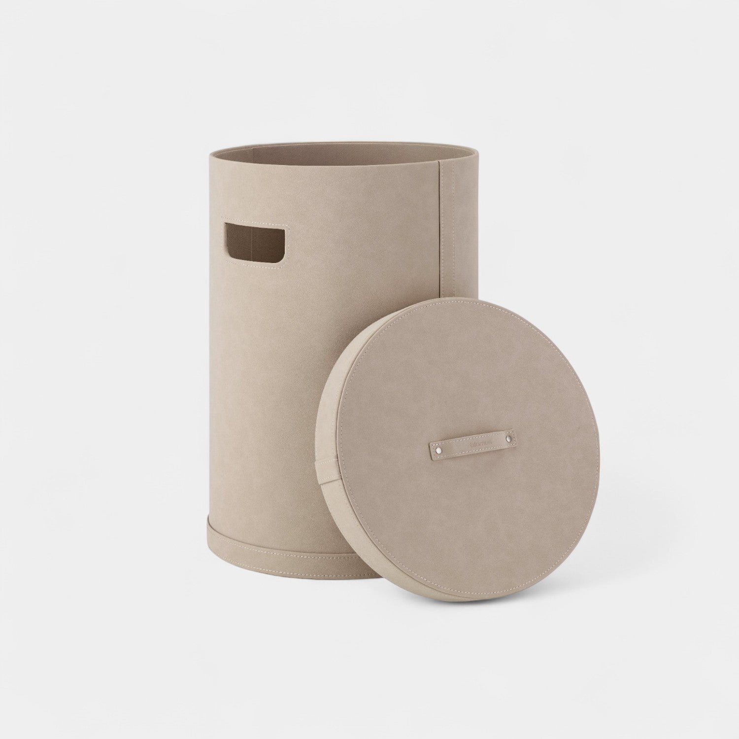 Faux Suede 50L Storage Basket W/Lid - Nomad Tan