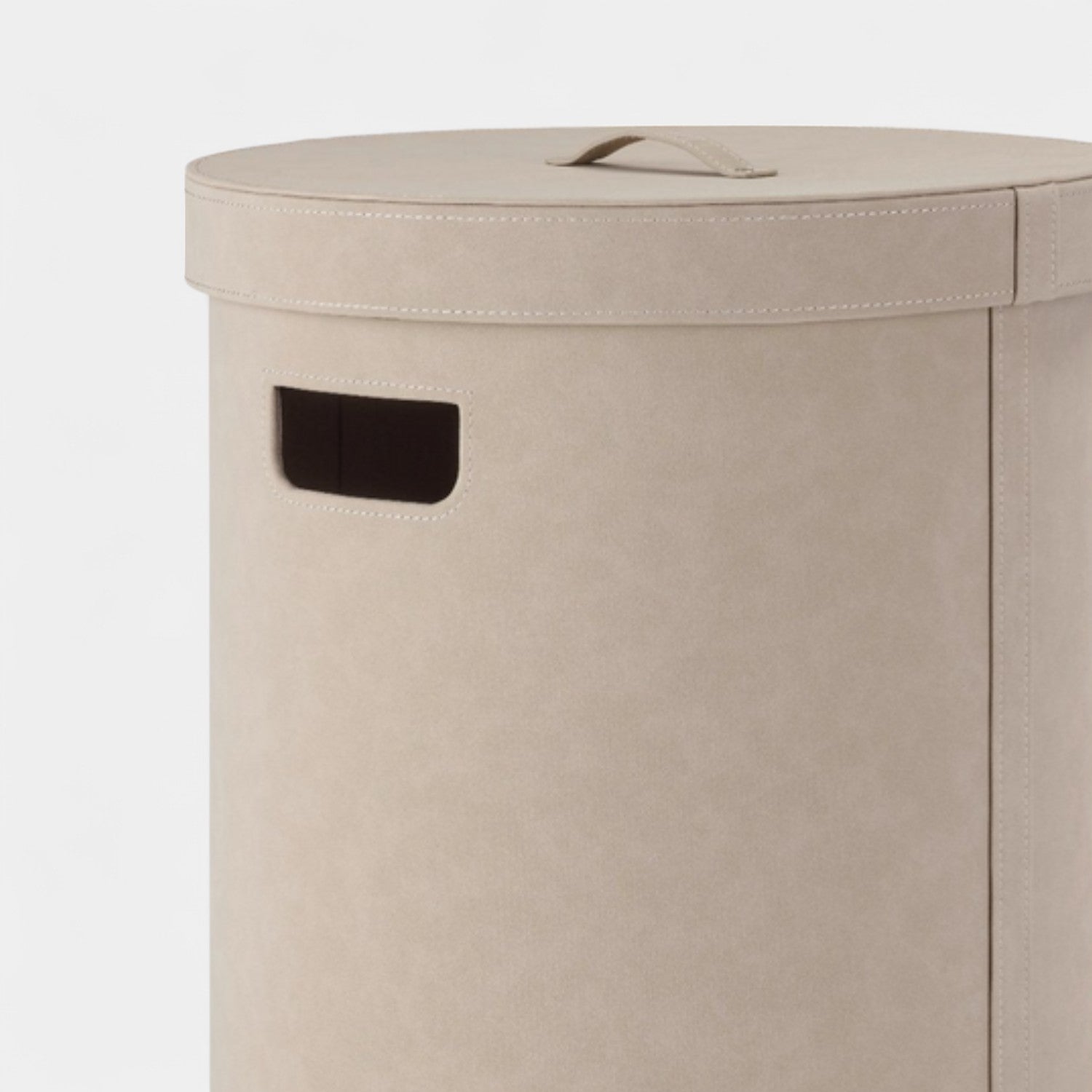 Faux Suede 50L Storage Basket W/Lid - Nomad Tan