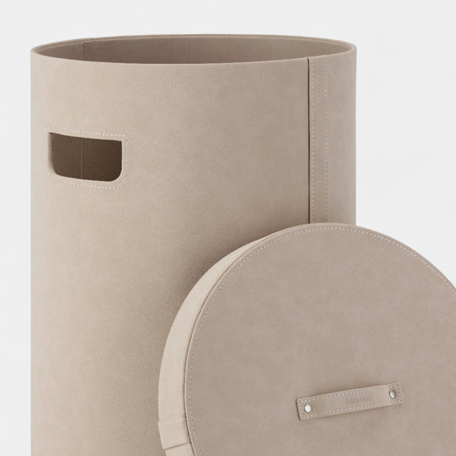 Faux Suede 50L Storage Basket W/Lid - Nomad Tan