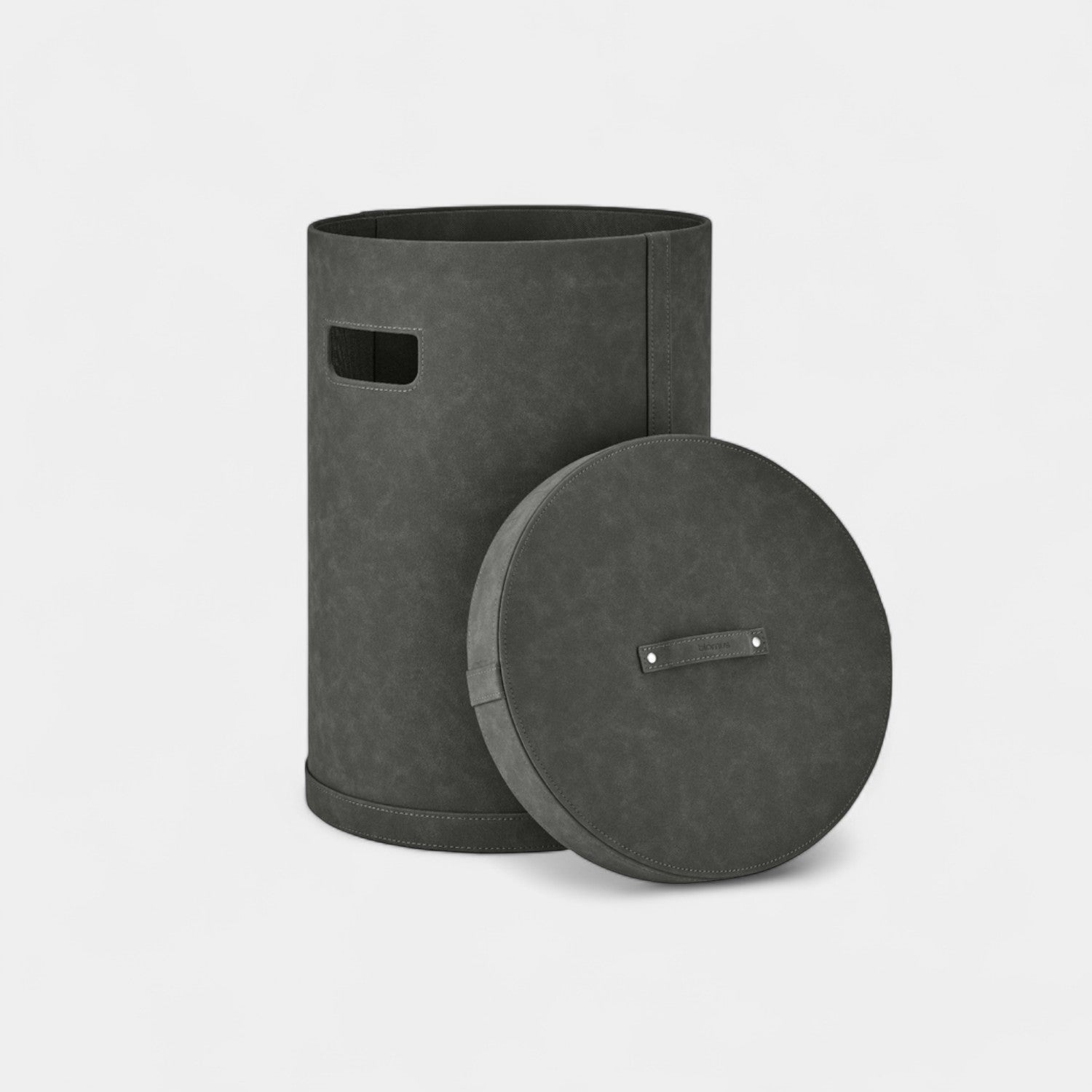 Faux Suede 50L Storage Basket W/Lid- Distressed Charcoal