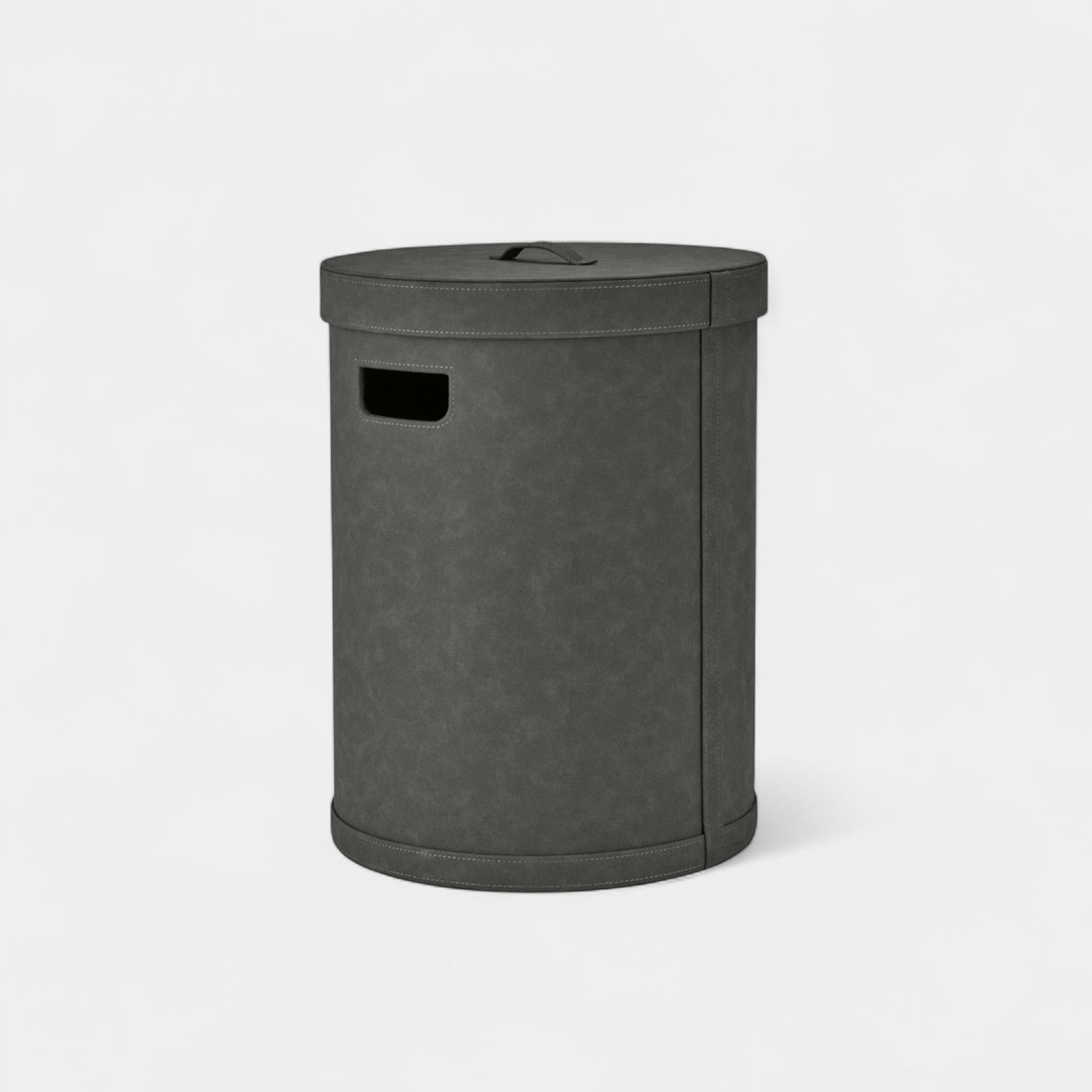 Faux Suede 50L Storage Basket W/Lid- Distressed Charcoal