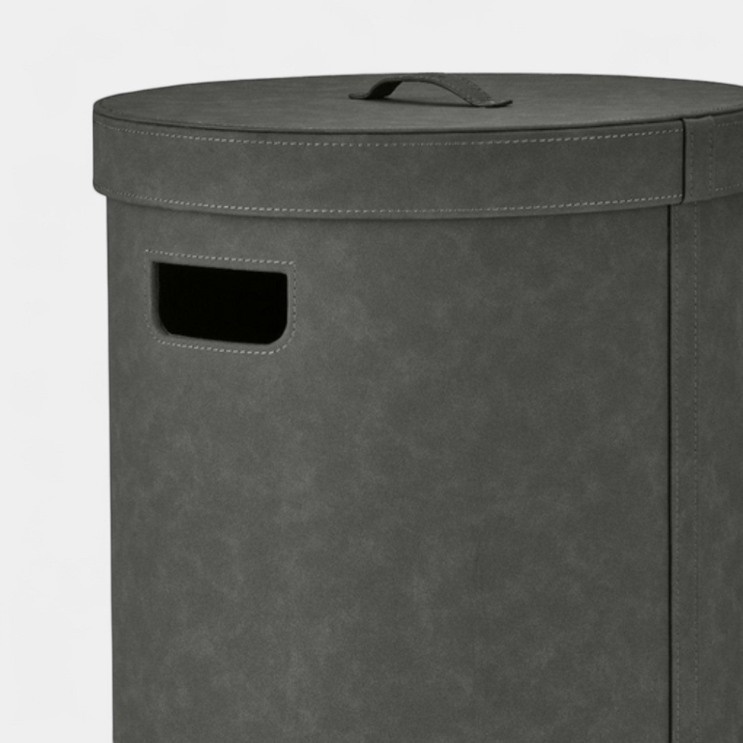 Faux Suede 50L Storage Basket W/Lid- Distressed Charcoal