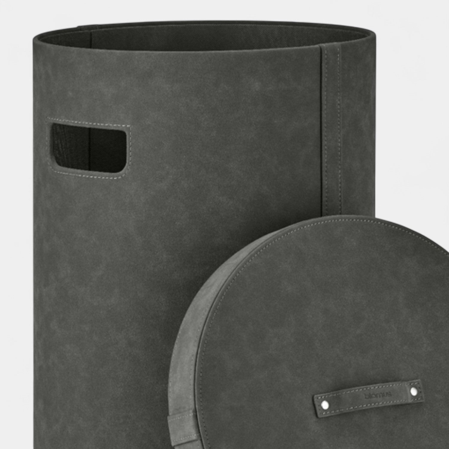 Faux Suede 50L Storage Basket W/Lid- Distressed Charcoal