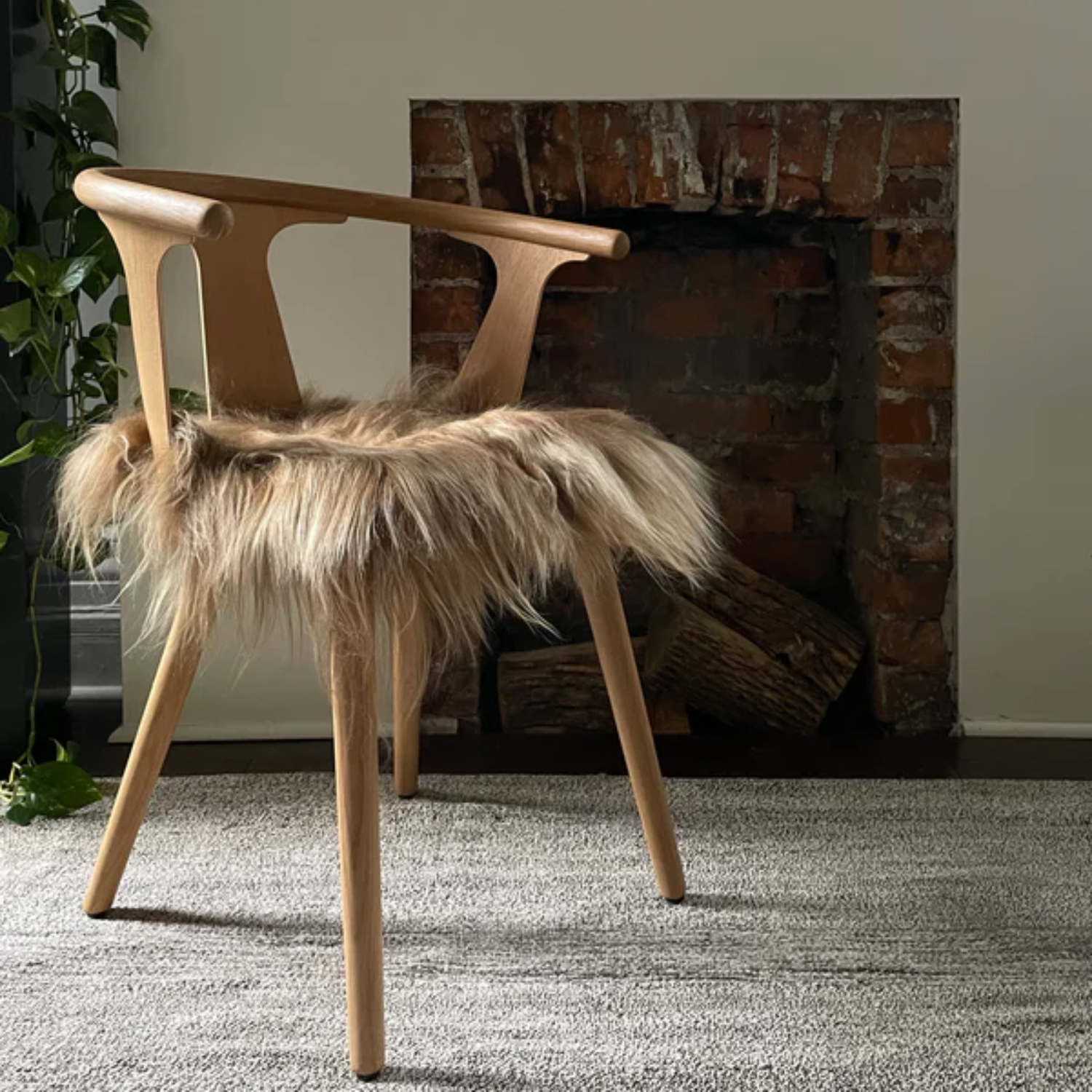 Long Hair Caramel Brown Sheepskin Chair Pad
