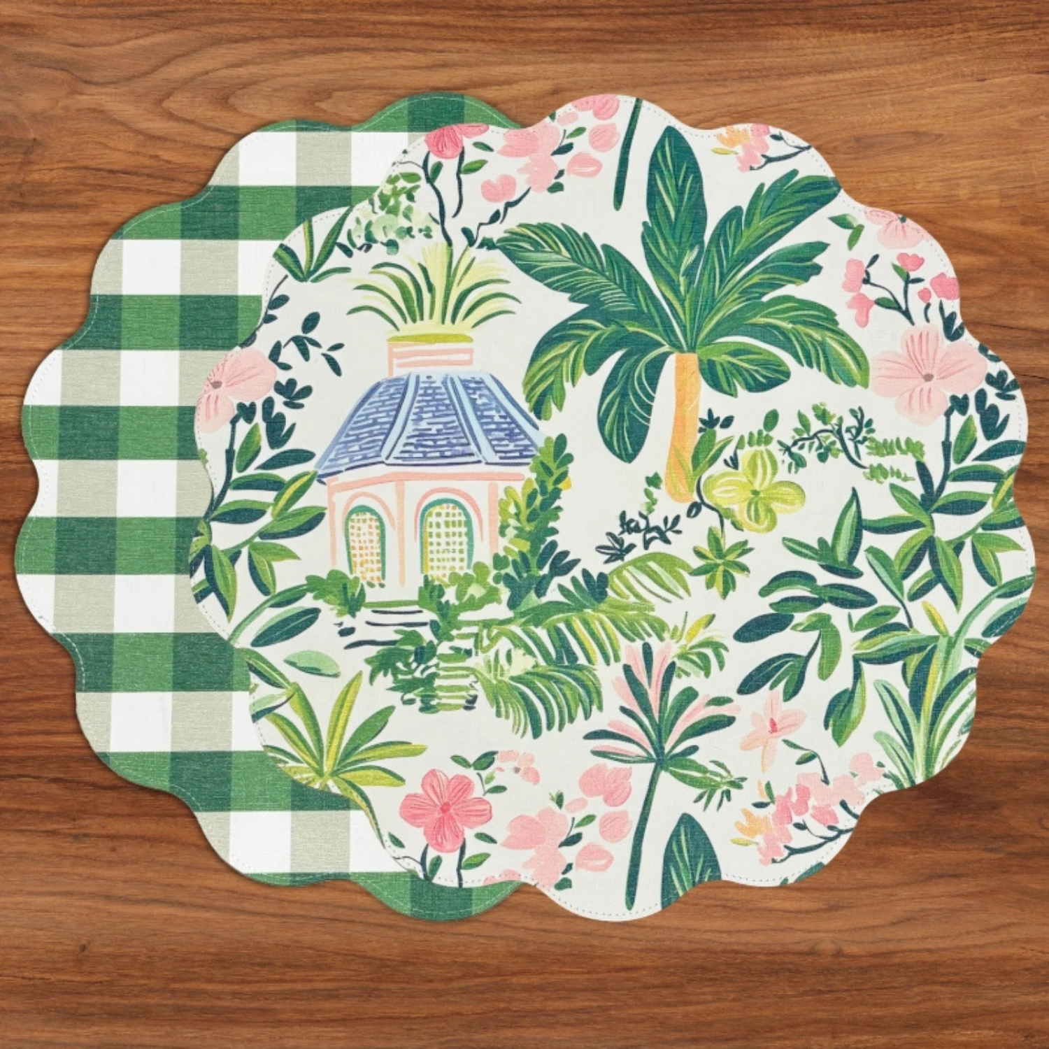Palm Grove Reversible Scallop Placemat (Set of 4)