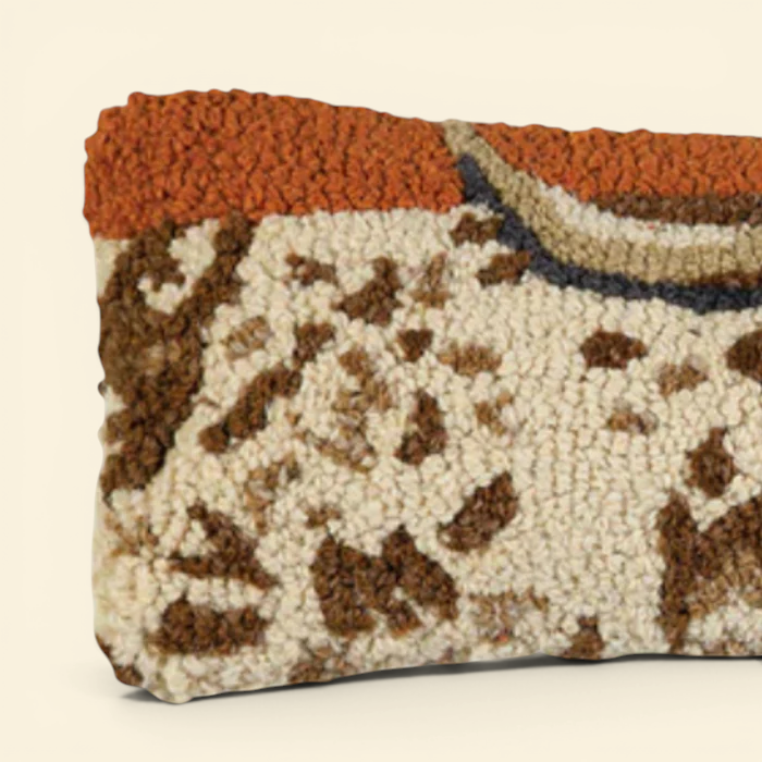 Western Steer Wool Kidney Toss Pillow