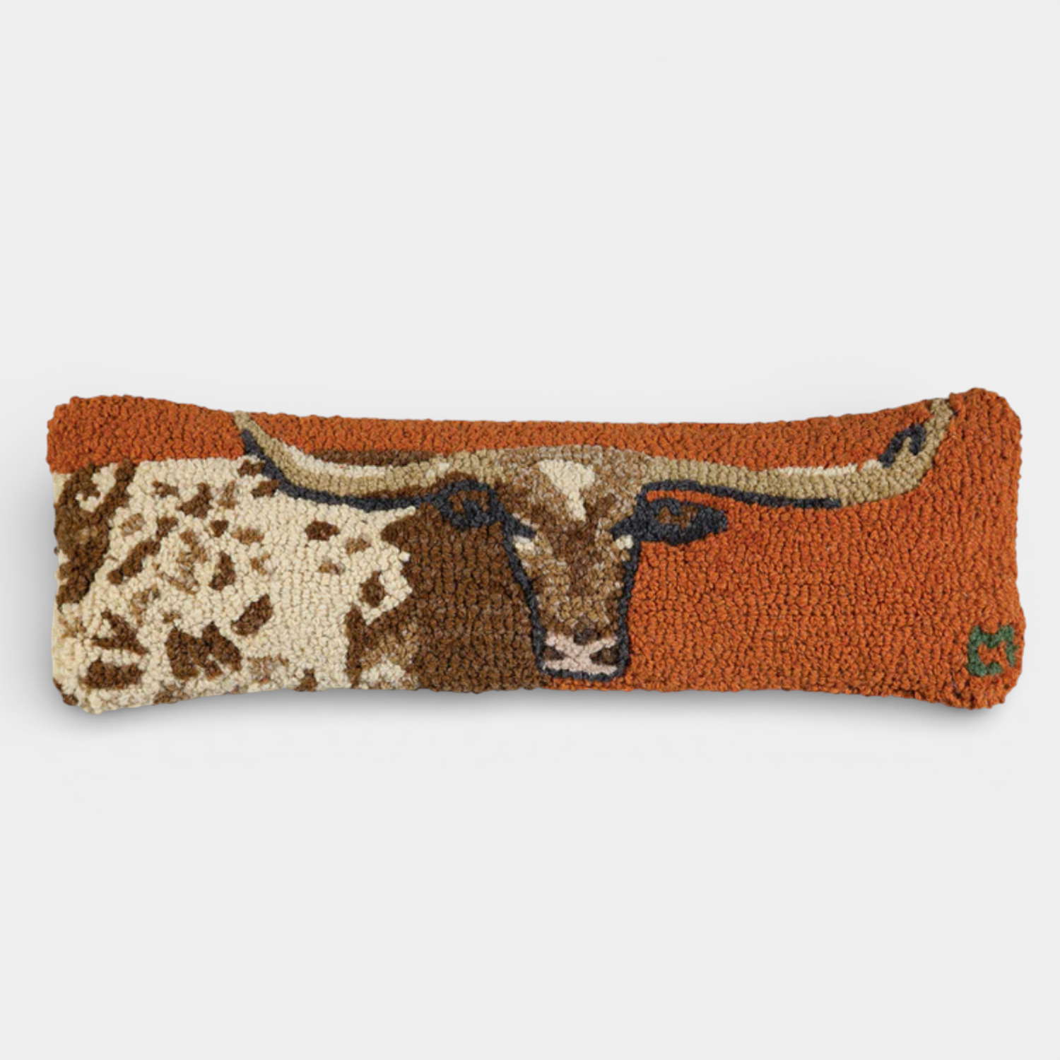 Western Steer Wool Kidney Toss Pillow
