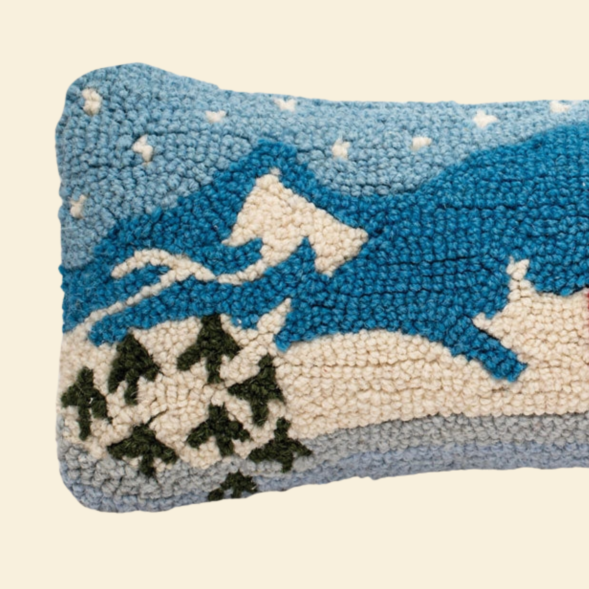 Gondola Getaway Hooked-Wool Lumbar Toss Pillow