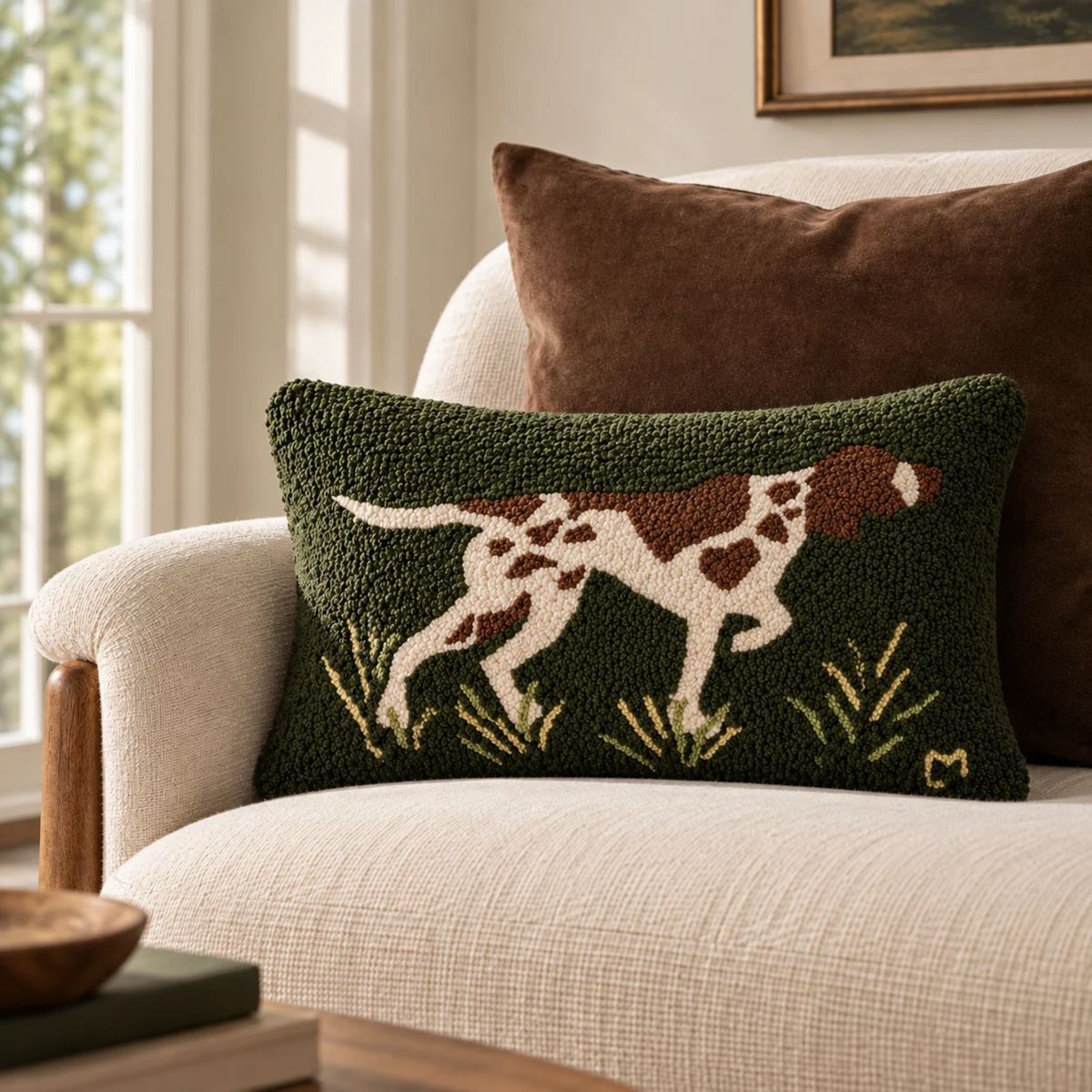 Hunting Hound Wool Kidney Toss Pillow