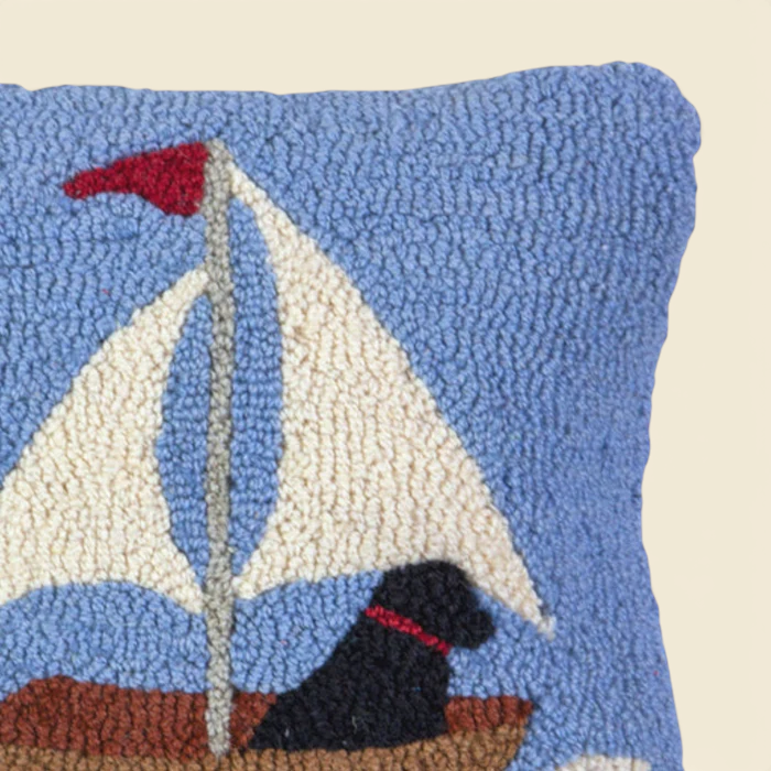 Pup Sailing Seas Wool Toss Pillow