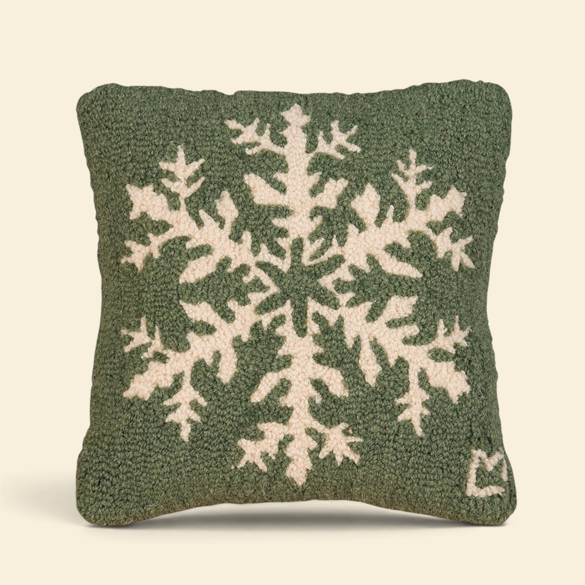 Snowflake Wishes Hooked-Wool Toss Pillow