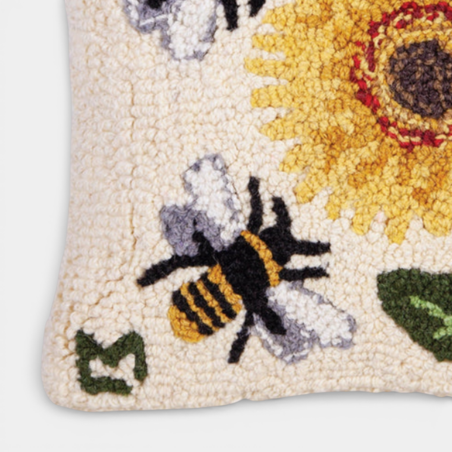 Sunflower Bumblebees Wool Toss Pillow