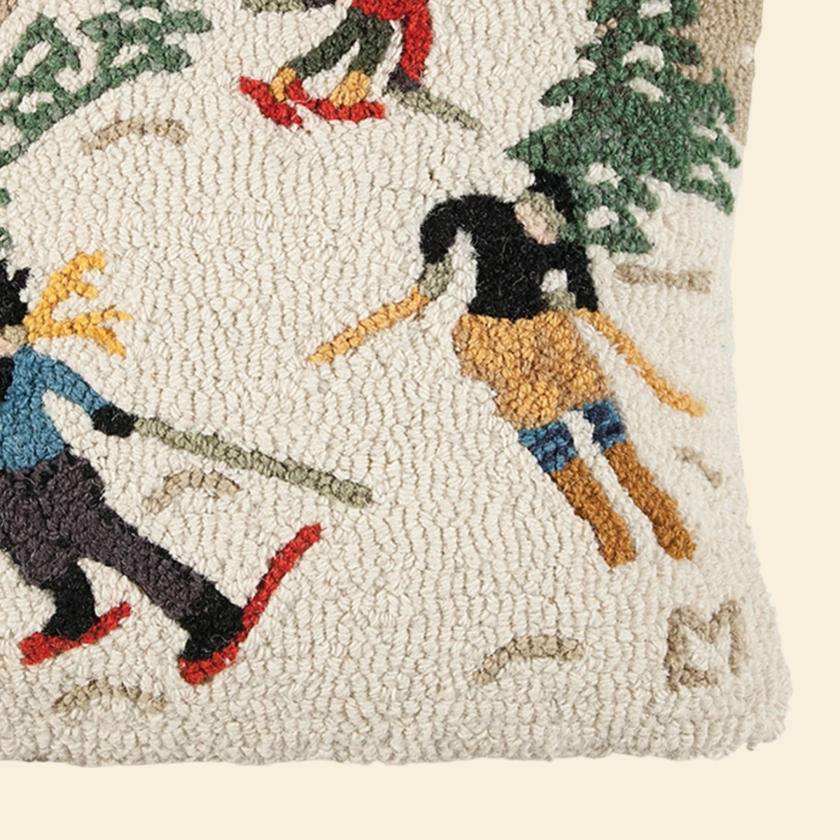 Downhill Dash Hooked-Wool Toss Pillow