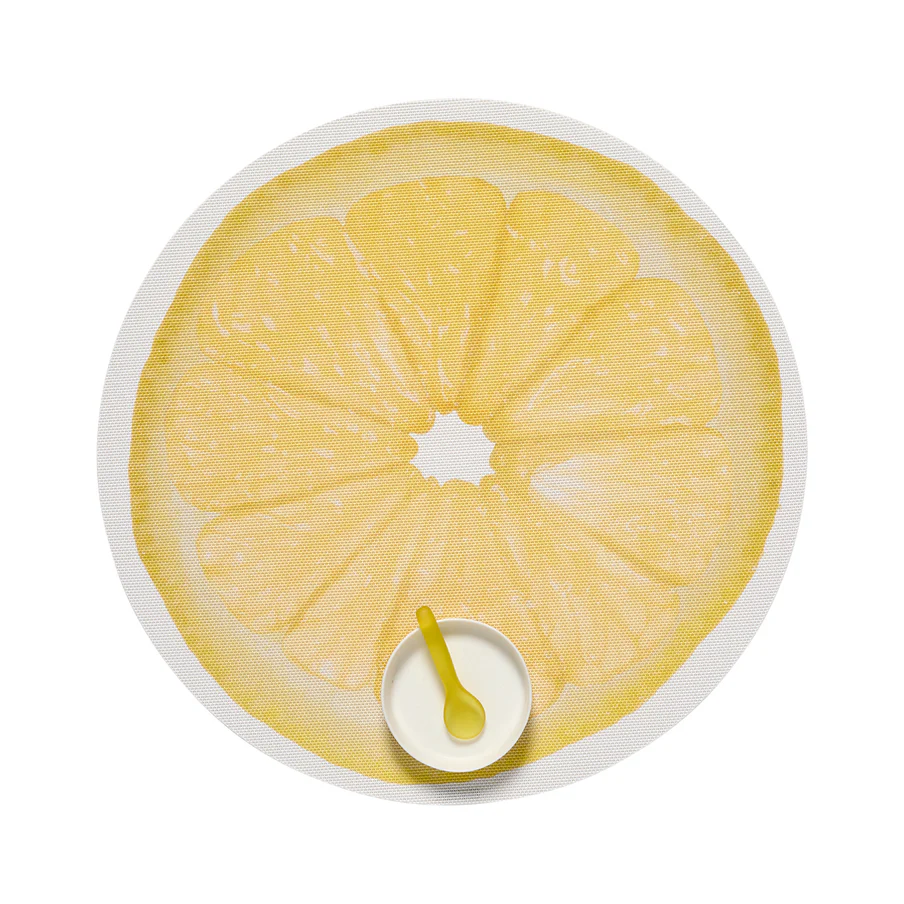 Chilewich Citrus Lemon 15" Round In/Out Placemat (Set of 4)