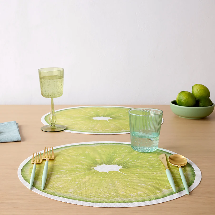 Chilewich Citrus Lime 15" Round In/Out Placemat (Set of 4)