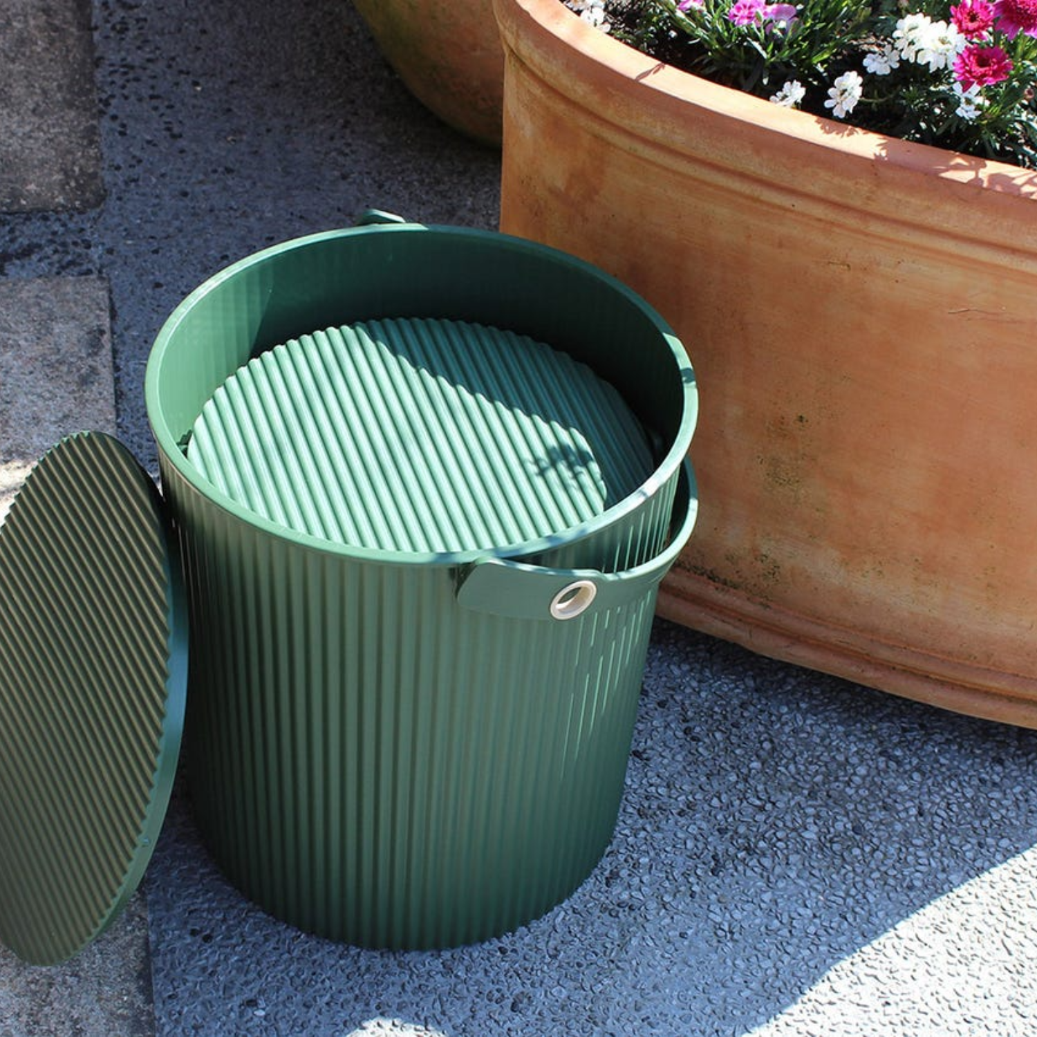 Hachiman Garden Green Storage Bucket w/Lid