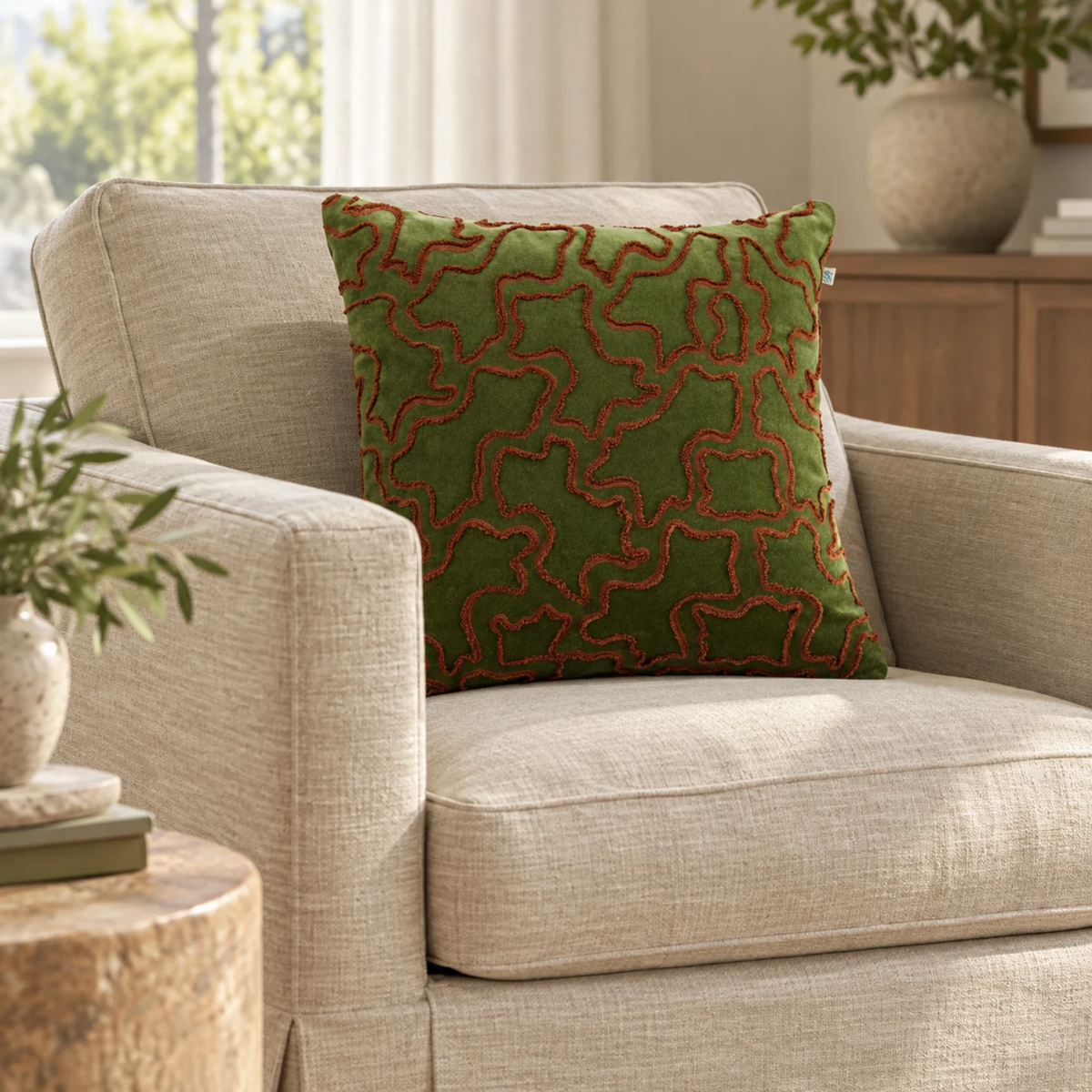 Terra Velvet Cotton Toss Pillow with Feather Insert