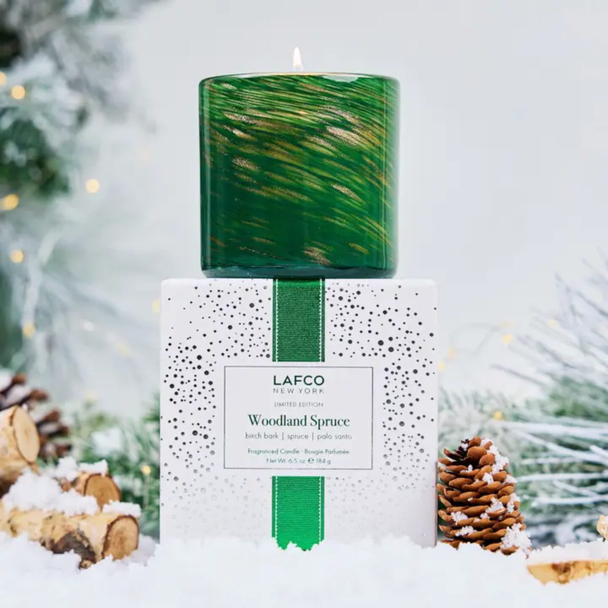 Hand-Blown Glass Candle - Woodland Spruce