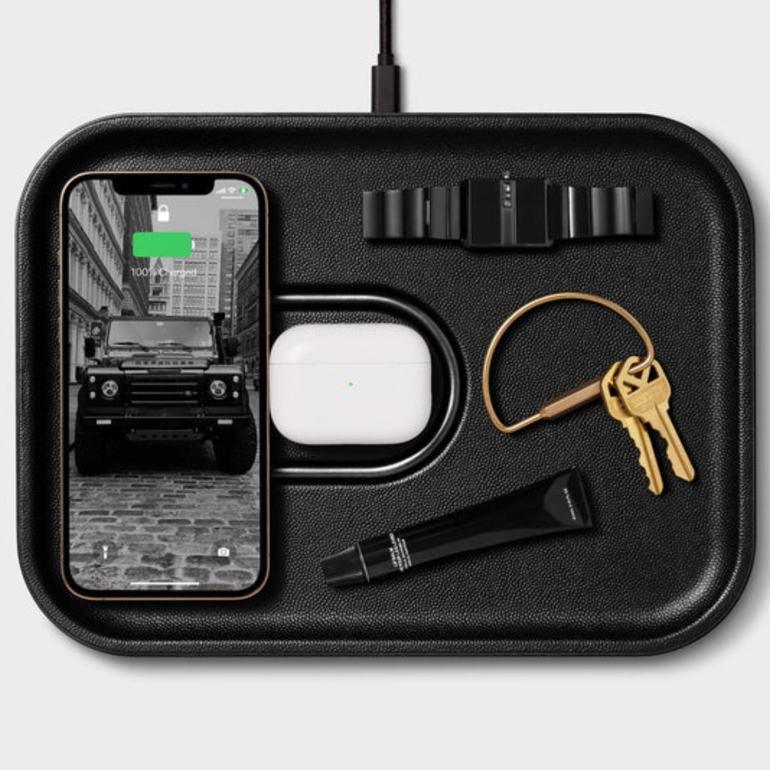 Magnetic Dual Black Charger Tray