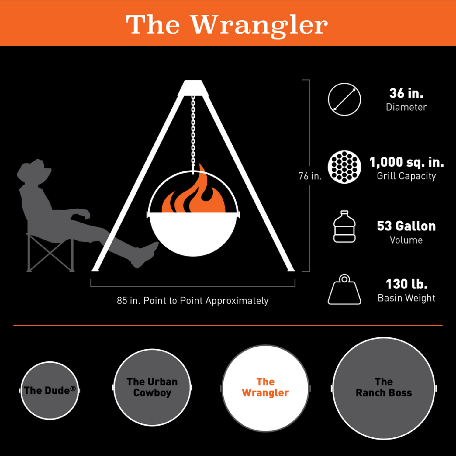 The Wrangler 36D Outdoor Wood Burning Fire Pit