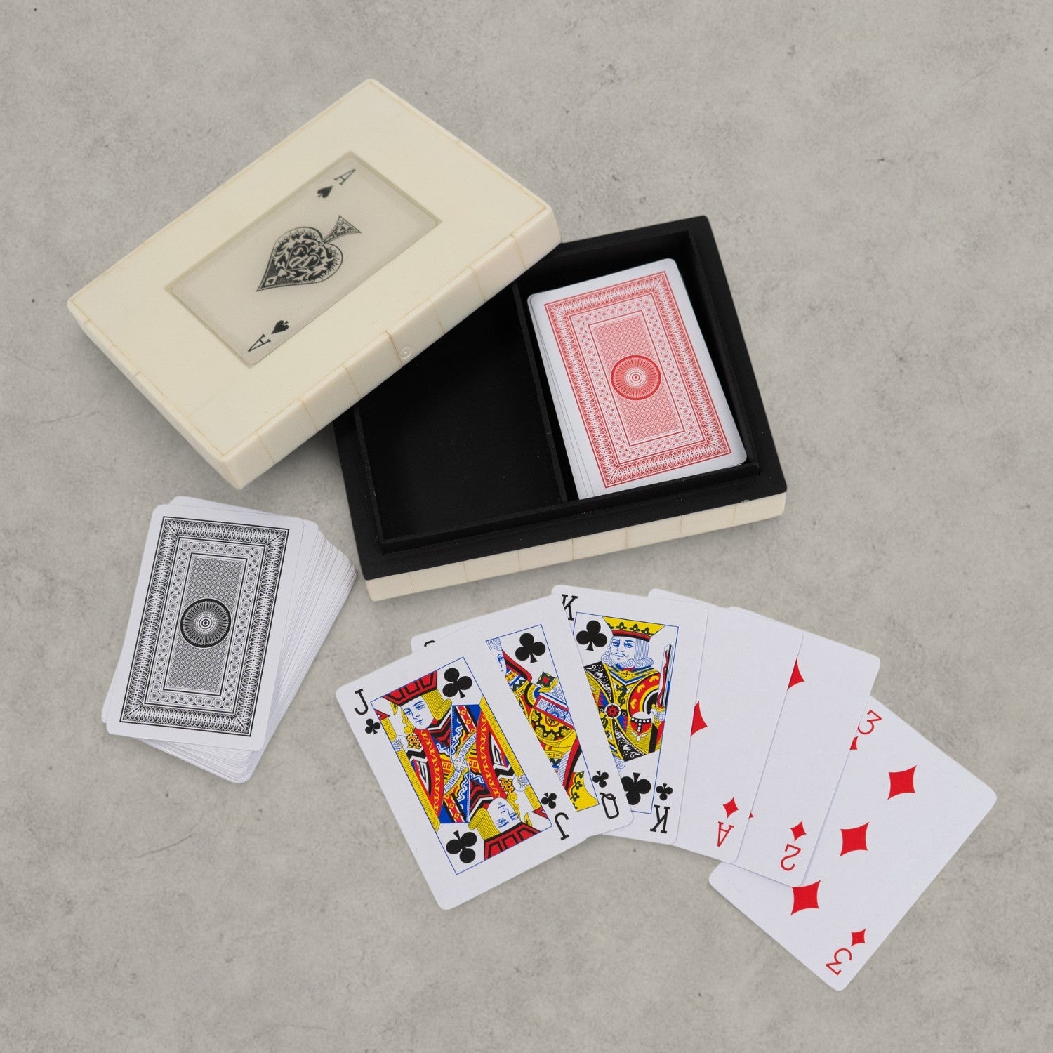 White Resin Game Cards Box Set