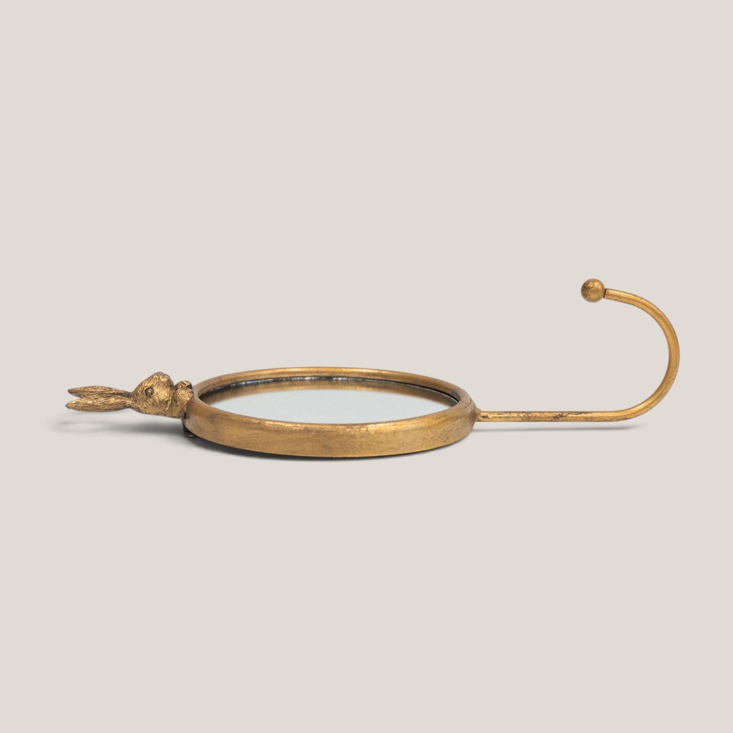 Whimsical Bramble Hare Brass Wall Mirror & Hook
